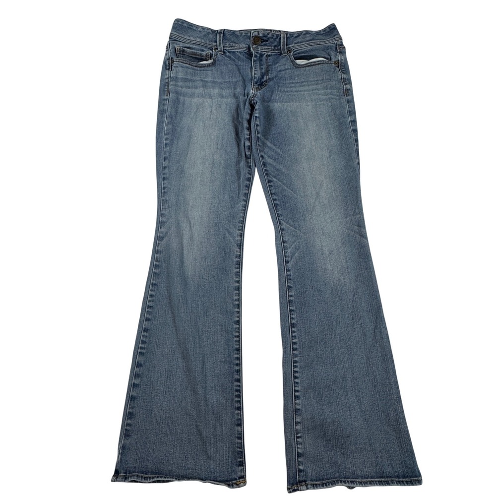 Y2K American Eagle Kick Boot Super Stretch Jeans Medium Wash Blue Denim Size 12